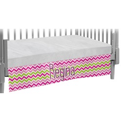 Pink & Green Chevron Crib Skirt (Personalized)