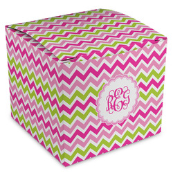 Pink & Green Chevron Cube Favor Gift Boxes (Personalized)