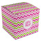 Pink & Green Chevron Cube Favor Gift Box - Front/Main