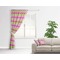Pink & Green Chevron Curtain With Window and Rod - in Room Matching Pillow