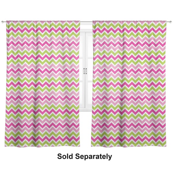Custom Pink & Green Chevron Curtain Panel - Custom Size