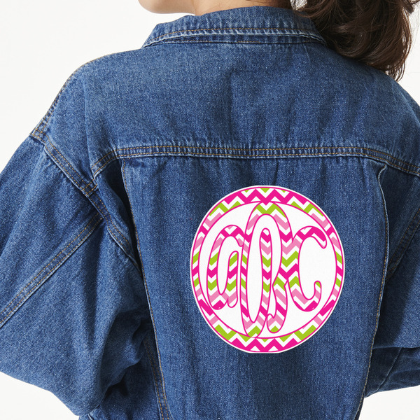 Custom Pink & Green Chevron Large Custom Shape Patch - 2XL (Personalized)