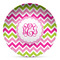 Pink & Green Chevron Microwave Safe Plastic Plate - Composite Polymer (Personalized)