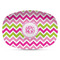 Pink & Green Chevron Plastic Platter - Microwave & Oven Safe Composite Polymer (Personalized)