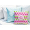 Pink & Green Chevron Decorative Pillow Case - LIFESTYLE 2