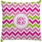 Pink & Green Chevron Decorative Pillow Case (Personalized)