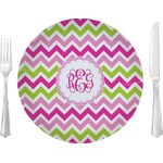 Pink & Green Chevron 10" Glass Lunch / Dinner Plates - Single or Set (Personalized)