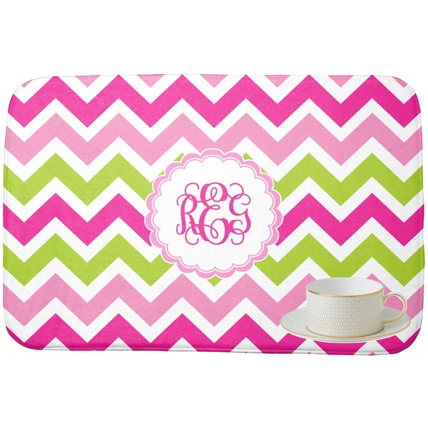 Pink & Green Chevron Dish Drying Mat