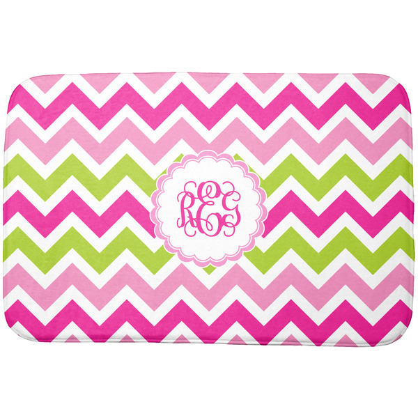 Custom Pink & Green Chevron Dish Drying Mat (Personalized)