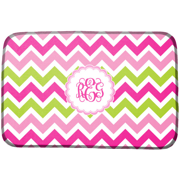 Custom Pink & Green Chevron Dish Drying Mat (Personalized)
