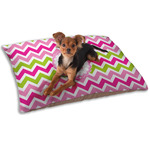 Pink & Green Chevron Dog Bed - Small w/ Monogram