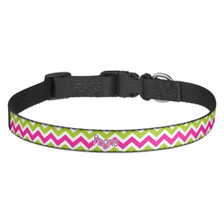 Pink & Green Chevron Dog Collar - Medium (Personalized)