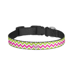 Pink & Green Chevron Dog Collar - Small (Personalized)