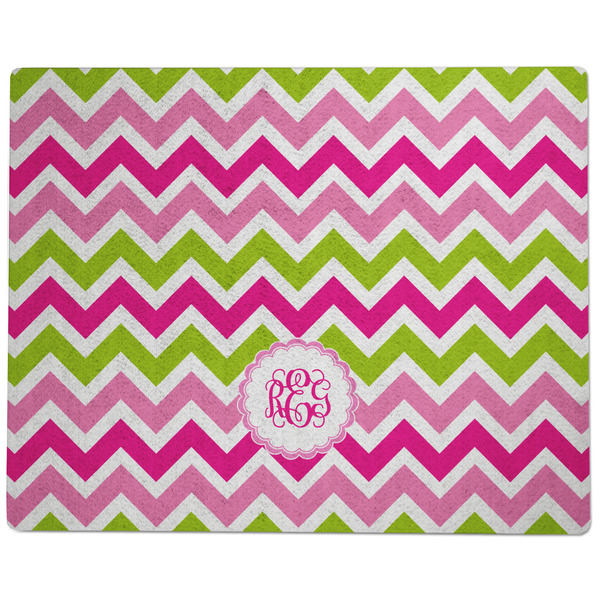 Pink & Green Chevron Dog Food Mat - Large without Bowls