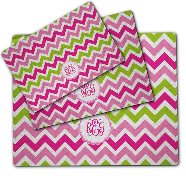 Pink & Green Chevron Dog Food Mat - MAIN (sm, med, lrg)