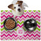 Pink & Green Chevron Dog Food Mat - Medium LIFESTYLE