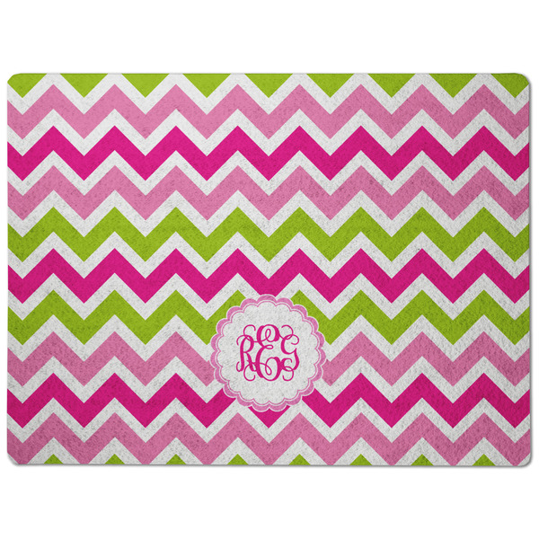 Pink & Green Chevron Dog Food Mat - Medium without bowls