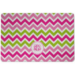 Pink & Green Chevron Dog Food Mat w/ Monogram