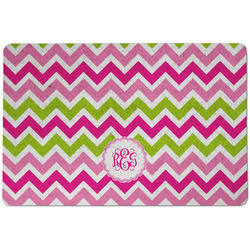 Pink & Green Chevron Dog Food Mat w/ Monogram
