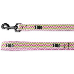 Pink & Green Chevron Deluxe Dog Leash (Personalized)