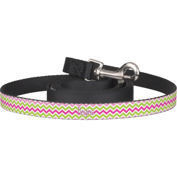 Custom Pink & Green Chevron Dog Leash (Personalized)