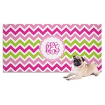 Pink & Green Chevron Dog Towel (Personalized)