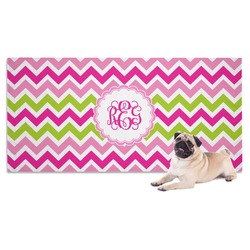 Pink & Green Chevron Dog Towel (Personalized)