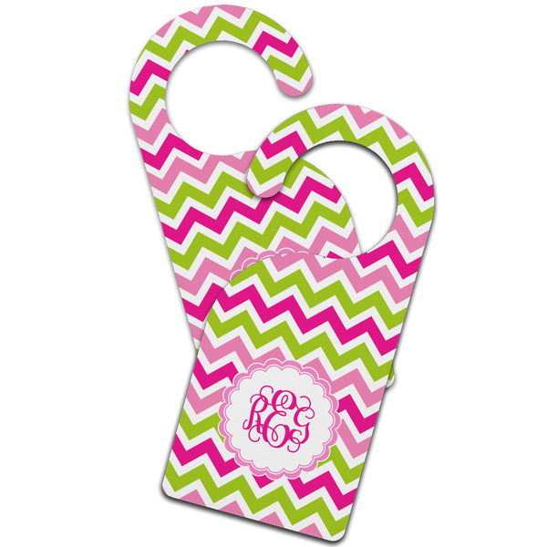 Pink & Green Chevron Door Hanger - MAIN