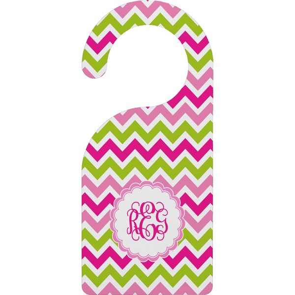 Custom Pink & Green Chevron Door Hanger (Personalized)