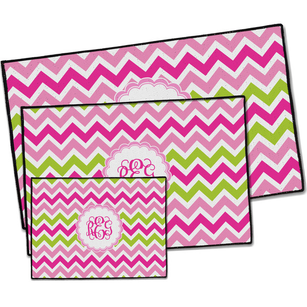 Pink & Green Chevron Door Mats - PARENT MAIN