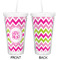 Pink & Green Chevron Double Wall Tumbler with Straw - Approval