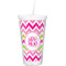 Pink & Green Chevron Double Wall Tumbler with Straw (Personalized)