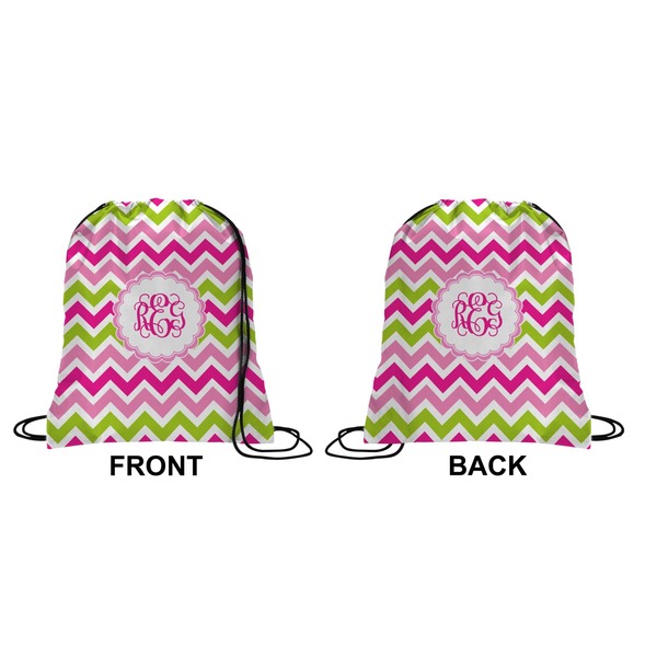 Pink & Green Chevron Drawstring Backpack