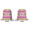 Pink & Green Chevron Drawstring Backpack Front & Back Small