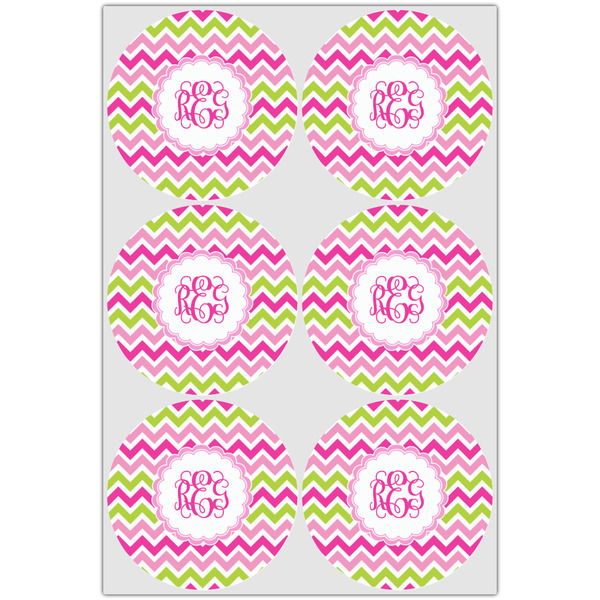 Pink & Green Chevron Drink Topper - Large - Set of 6