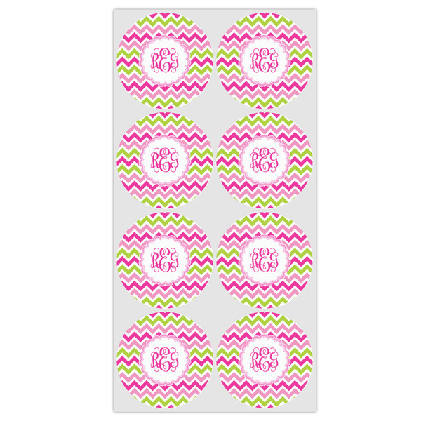 Pink & Green Chevron Drink Topper - Medium - Set of 12