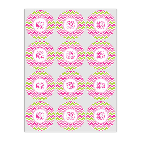 Pink & Green Chevron Drink Topper - Small - Set of 12