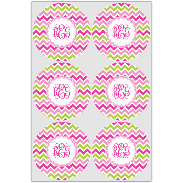 Pink & Green Chevron Drink Topper - XLarge - Set of 6