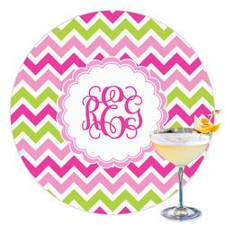 Pink & Green Chevron Printed Drink Topper - 3.5" (Personalized)