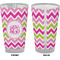 Pink & Green Chevron Pint Glass - Full Color - Front & Back Views