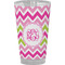 Pink & Green Chevron Pint Glass - Full Color - Front View