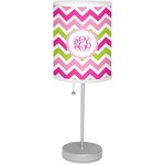 Pink & Green Chevron Lamp with Drum Shade (Personalized)