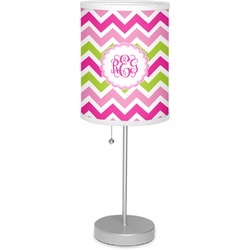 Pink & Green Chevron Lamp with Drum Shade (Personalized)