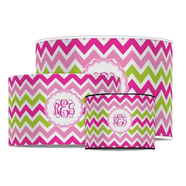Pink & Green Chevron Drum Lampshades - MAIN