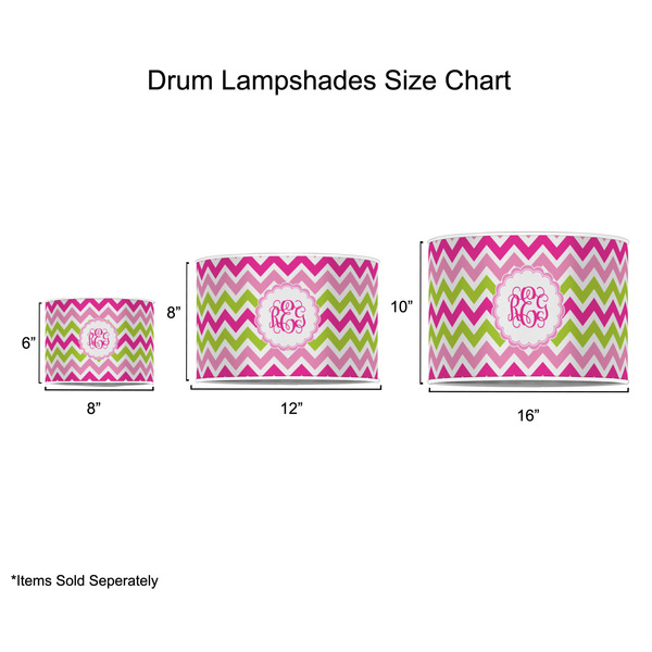 Pink & Green Chevron Drum Lampshades - Sizing Chart