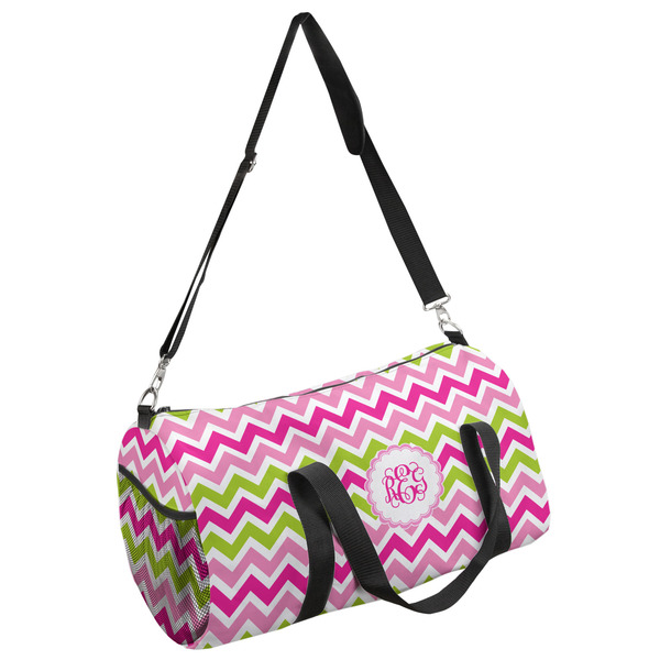 Custom Pink & Green Chevron Duffel Bag (Personalized)