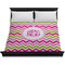 Pink & Green Chevron Duvet Cover - King - On Bed - No Prop