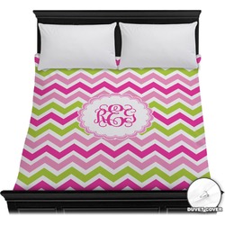 Pink & Green Chevron Duvet Cover - Full / Queen (Personalized)