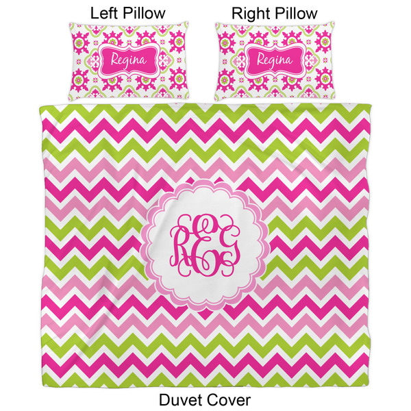 Pink & Green Chevron Duvet Cover Set - King - Approval