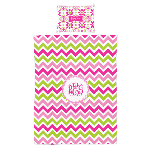 Pink & Green Chevron Duvet Cover Set - Twin - Alt Approval